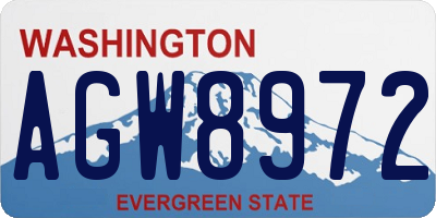WA license plate AGW8972
