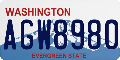 WA license plate AGW8980