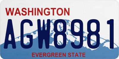 WA license plate AGW8981