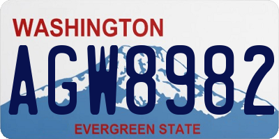 WA license plate AGW8982