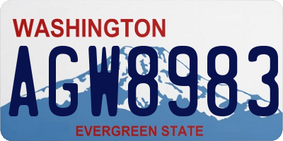 WA license plate AGW8983