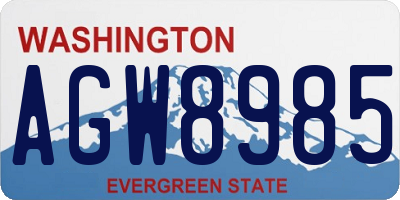 WA license plate AGW8985