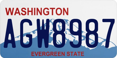 WA license plate AGW8987
