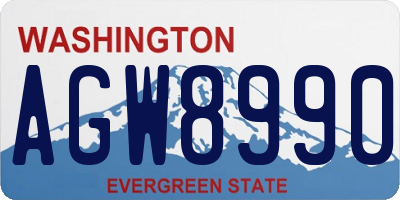 WA license plate AGW8990