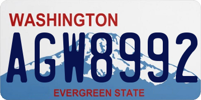 WA license plate AGW8992