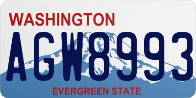 WA license plate AGW8993