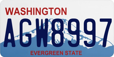 WA license plate AGW8997