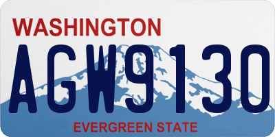 WA license plate AGW9130