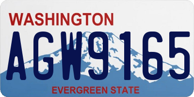 WA license plate AGW9165