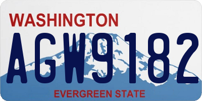 WA license plate AGW9182