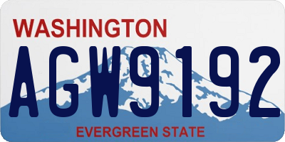 WA license plate AGW9192