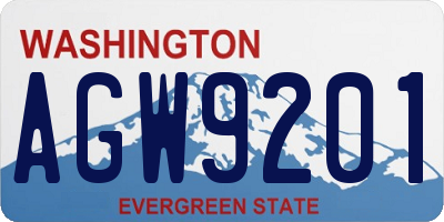 WA license plate AGW9201