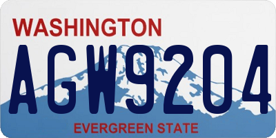 WA license plate AGW9204