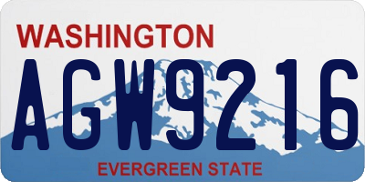 WA license plate AGW9216