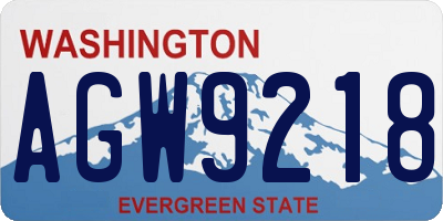 WA license plate AGW9218