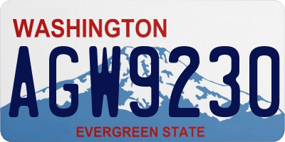 WA license plate AGW9230