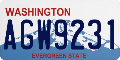 WA license plate AGW9231