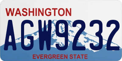 WA license plate AGW9232