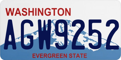 WA license plate AGW9252