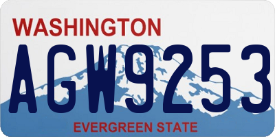 WA license plate AGW9253