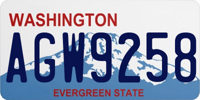 WA license plate AGW9258