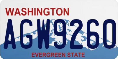 WA license plate AGW9260