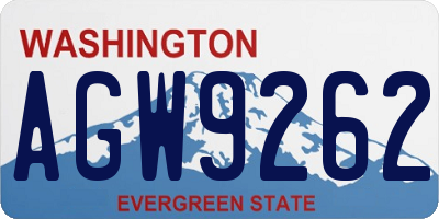 WA license plate AGW9262