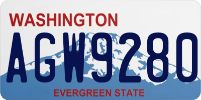 WA license plate AGW9280