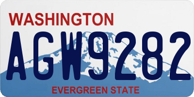 WA license plate AGW9282
