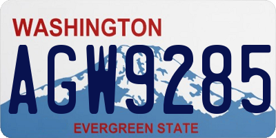WA license plate AGW9285