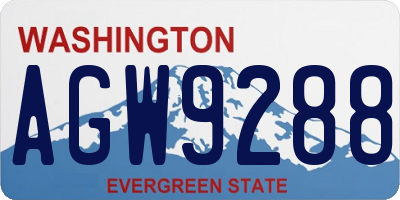 WA license plate AGW9288