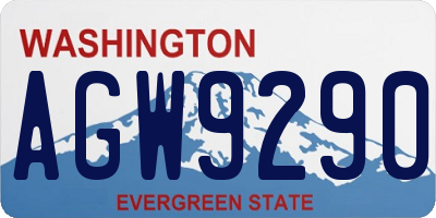 WA license plate AGW9290