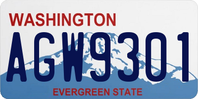 WA license plate AGW9301