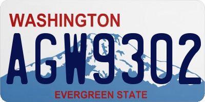 WA license plate AGW9302