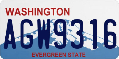 WA license plate AGW9316