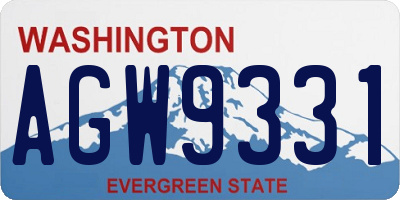 WA license plate AGW9331