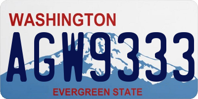 WA license plate AGW9333
