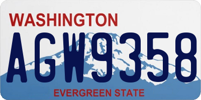 WA license plate AGW9358