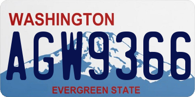 WA license plate AGW9366