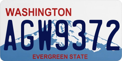 WA license plate AGW9372
