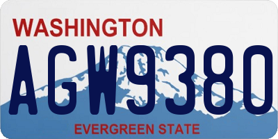 WA license plate AGW9380
