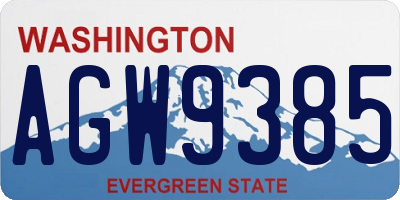 WA license plate AGW9385