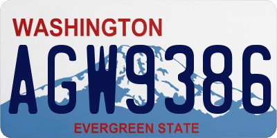 WA license plate AGW9386