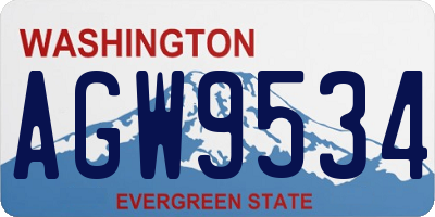 WA license plate AGW9534