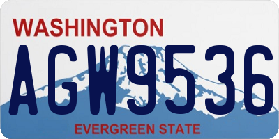 WA license plate AGW9536