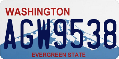 WA license plate AGW9538