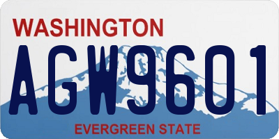 WA license plate AGW9601