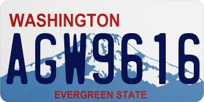 WA license plate AGW9616