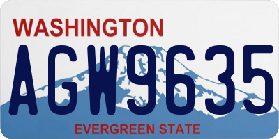 WA license plate AGW9635