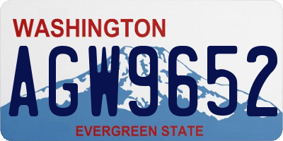 WA license plate AGW9652